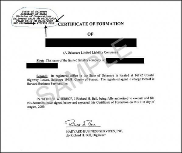 Certificate of Formation