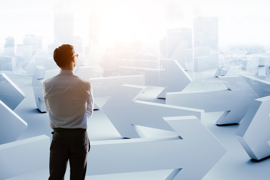 Businessman thinking about a decision