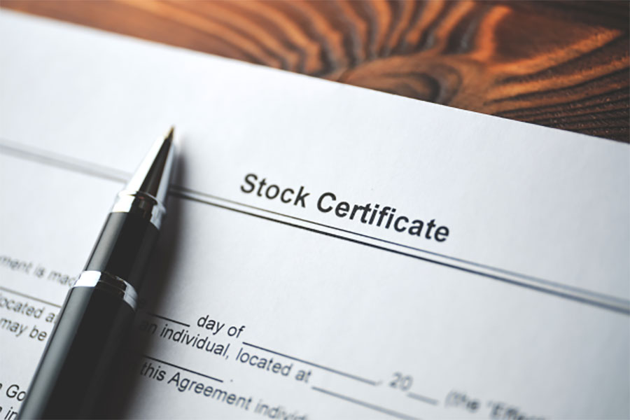 An image of a stock certificate